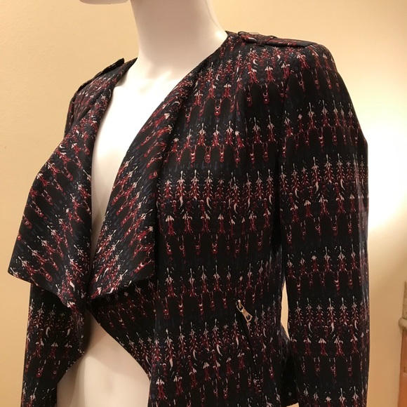H&M Open Front Print Blazer Jacket Zip Pockets - Picture 12 of 15